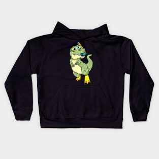 Dinosaurs at Diving with Swimming goggles Kids Hoodie